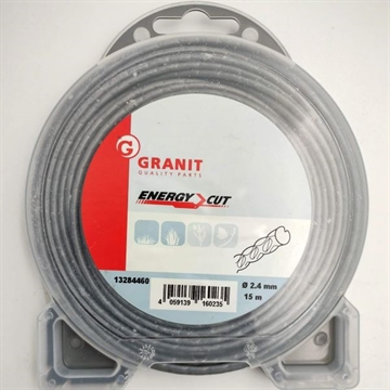 Energy Cut nylon trimmersnøre. 2,4 mm. Bølget. 15 m.