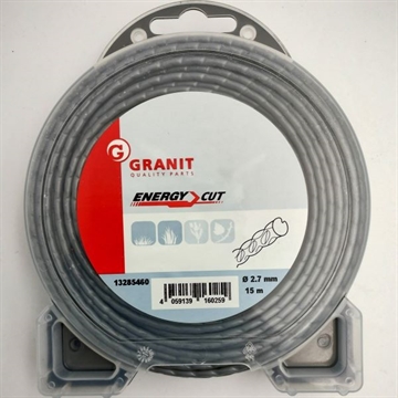 Energy Cut nylon trimmersnøre. 2,7 mm. Bølget. 15 m.