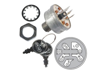 Tændingslås m. 2 nøgler ( 6 ben )