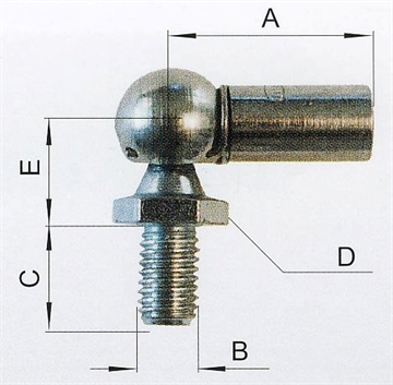 Kugleled med 10mm. gevind, bruges til gas cylinder,10-280928
